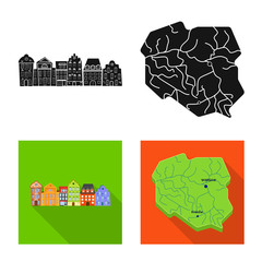 Naklejka premium Vector design of traditional and tour sign. Collection of traditional and landmarks vector icon for stock.