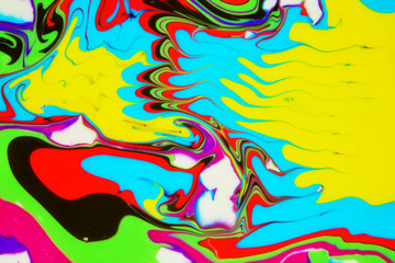 Abstract painting technique Ebru .Turkish style Ebru on the water with acrylic paints press waves.Modern art marble liquid texture