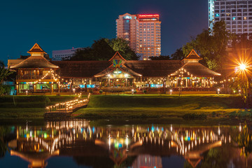 Steel bridge pingriver chiangmai at night