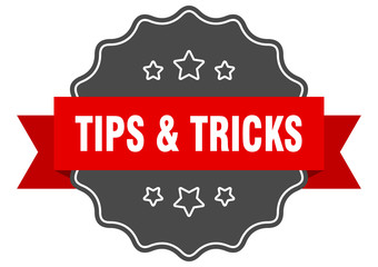 tips & tricks red label. tips & tricks isolated seal. tips & tricks