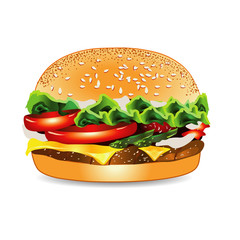 hamburger isolated on white background. Wall stickers