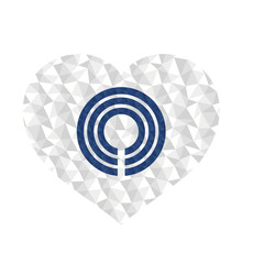 Polygonal flag of Kawasaki, Japan, heart shaped. Low poly style vector illustration eps