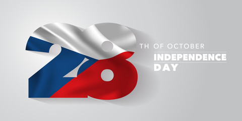 Czech Republic independence day greeting card, banner, vector illustration