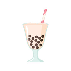 Bubble milk tea icon in flat style isolated on white.
