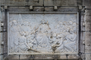 The Pro Patria Monument in the  Place des Martyrs at Brussels, Belgium. The crypt and monument in the Place des Martyrs in Brussels in honor of those who gave their life in 1830 for  Independence
