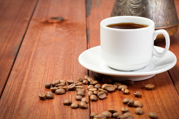 White porcelain Cup with morning coffee