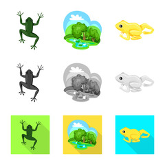 Vector design of wildlife and bog symbol. Collection of wildlife and reptile vector icon for stock.