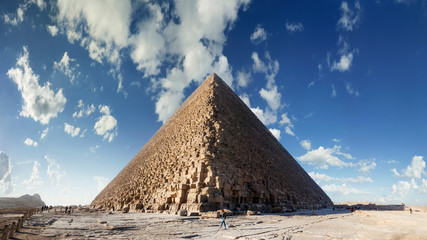 Fototapeta na wymiar Bottom view of the Pyramid of Cheops, Giza, Cairo, Egypt.