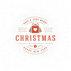 Merry christmas and happy new year text greeting card vector illustration