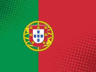 Obraz premium Vector image of the flag of Portugal with a dot texture in the style of comics.