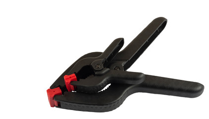Plastic clamps on white background