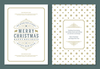 Christmas greeting card design template with decoration label vector illustration.