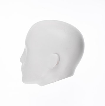 Faceless mannequin head isolated on white background