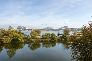 Copenhill modern waste treatment factory, combined heat and power waste to energy plant in...