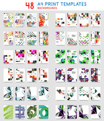 Set of a4 business modern geometric posters, annual report templates, geometrical abstract backgrounds
