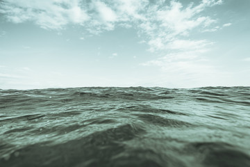 SEA AND CLOUDS IN GREEN COLOR