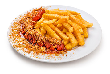 Currywurst Variation mit Pommes Frites