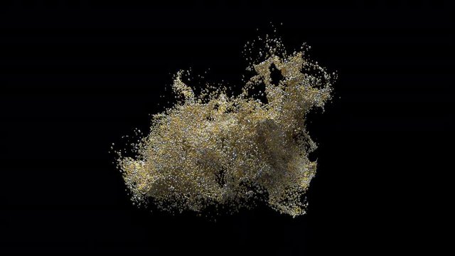 Big Bang Explosion 1 -Tiny Glitter -Gold and Silver- 3D Motion Graphics -4K UHD- 3840-2160