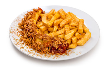 Currywurst Mississippi Variation mit Pommes Frites