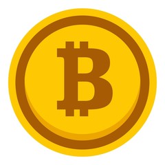 Gold bitcoin icon. Flat illustration of gold bitcoin vector icon for web design