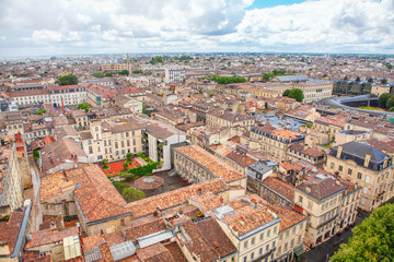Fototapeta na wymiar Bordeaux cityscape aerial view with tiled roofs