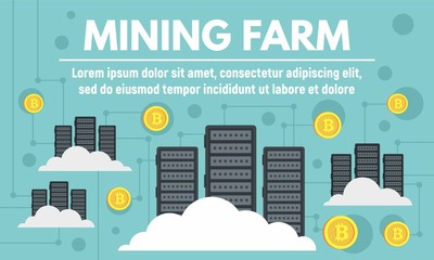 Modern mining farm concept banner. Flat illustration of modern mining farm vector concept banner for web design