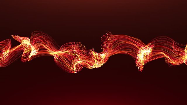 Futuristic Abstract Strings 4-Red and Amber Gold-Motion Graphics -10sec Seamless Loop -4K UHD- 3840-2160