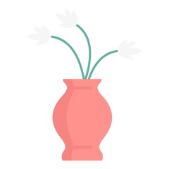 Flowers in vase icon. Flat illustration of flowers in vase vector icon for web design