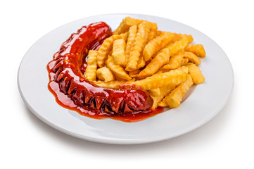 Currywurst Variation mit Pommes Frites