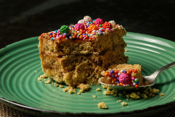 Peruvian classic dessert, turron de Doña pepa with honey and candies