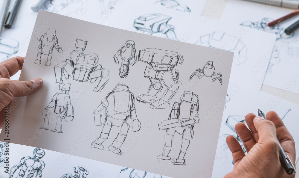 Wall mural animator designer development designing drawing sketching development creating graphic pose characte