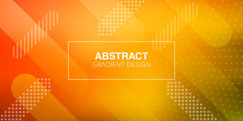 Abstract gradient design template - yellow and red background with geometric shapes