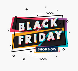 Black friday sale design - colorful typographic template for web or print