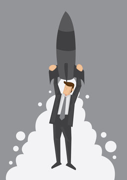 Rocket Up to the Top Metaphor Vector Illustration