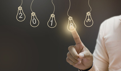 businessman welcome year 2018. (Business new year card concept)