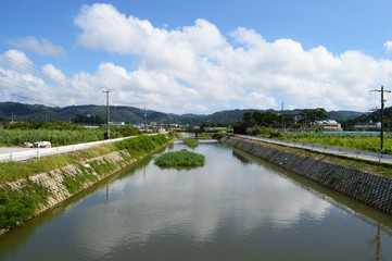 沖縄の田舎の川と橋