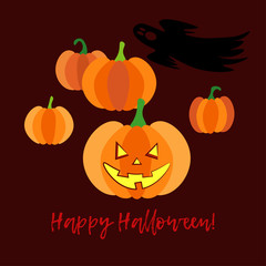 Happy Halloween Card! Pumpkins. Doodle and  brushwork. Can be used for wallpaper, textile, invitation card, wrapping, web page background.
