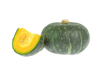 Green pumpkin isolated on the white background