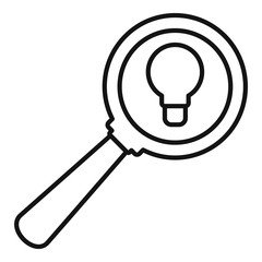 Idea magnify glass icon. Outline idea magnify glass vector icon for web design isolated on white background