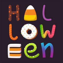 Halloween candy letters. Vector icons.