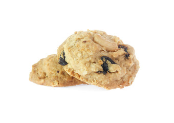 Chocolate chips cookies isolated on white