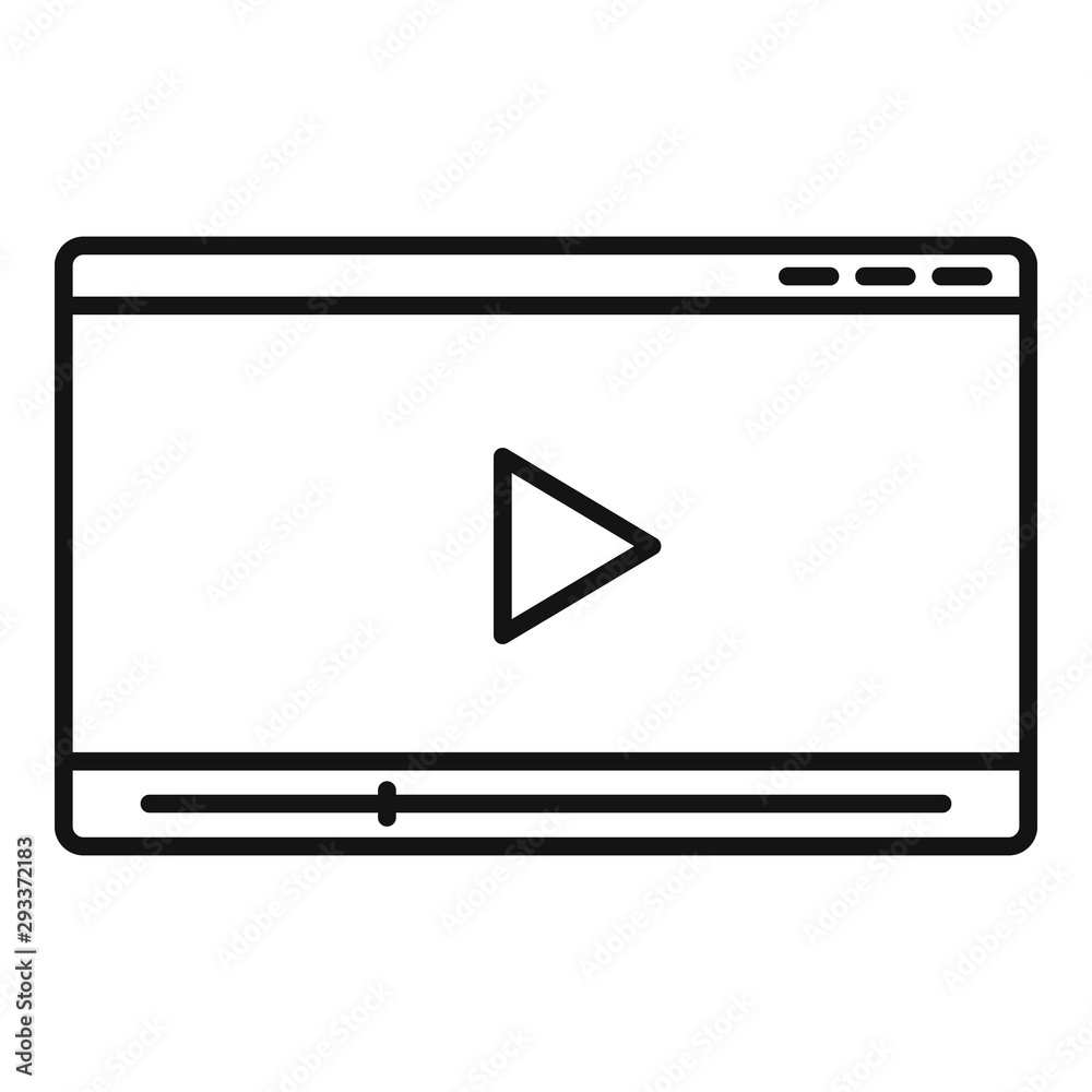 Poster web video player icon. outline web video player vector icon for web design isolated on white backgro