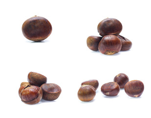Chestnuts  isolated on white background (set  mix   collection)