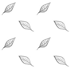 Fototapeta premium Seamless pattern of simple gray monochrome leaves. Botanical print. Decorative hand drawing background.