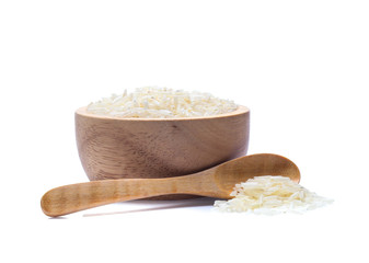 rice in bowl isolated on white background
