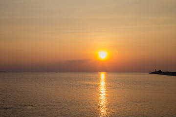 Beautiful sunset over the ocean. Sunrise in the sea