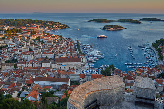Hvar city at sunset