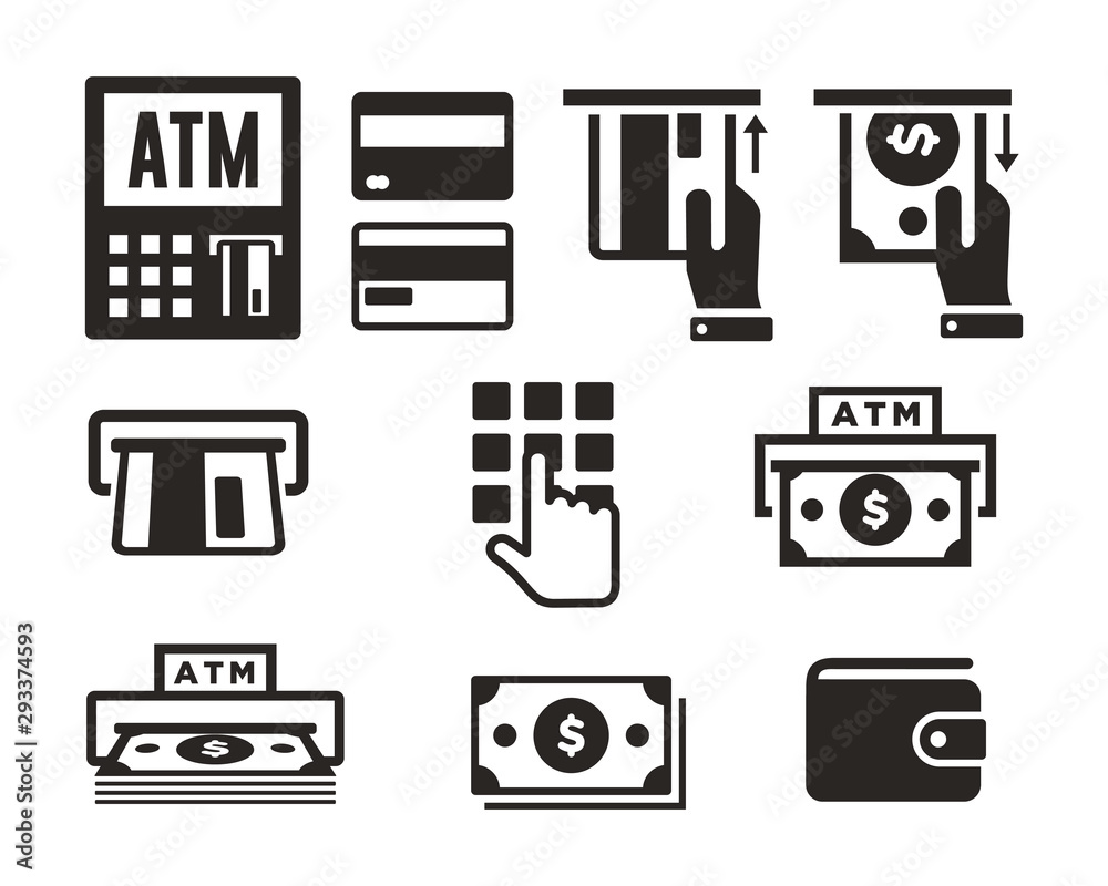 Wall mural ATM icon set vector