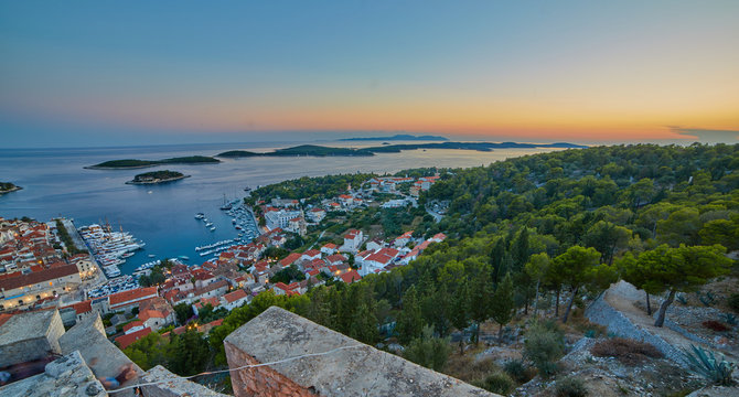 Hvar city at sunset
