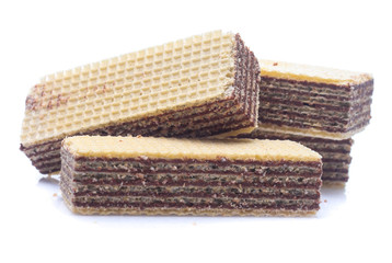 wafer chocolate dessert on white background